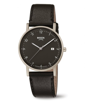 boccia montre mixte cuir noir monochrome 