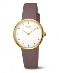 Boccia Titanium montre bracelet cuir marron clair femme