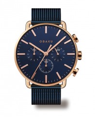 OBAKU : Montre chrono bleu océan 