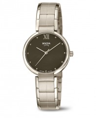 Boccia femme montre noire et argentée en titane 