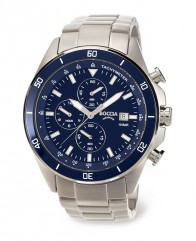 Montre chronographe bleue  tout titane brossé