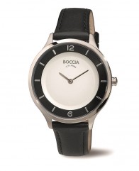 Montre femme Boccia Titanium sur cuir noir