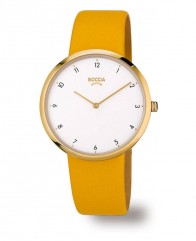 Montre femme Boccia cuir jaune