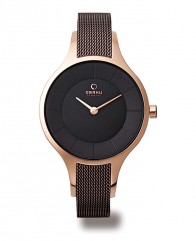 Montre femme Obaku or-rose et cadran noir