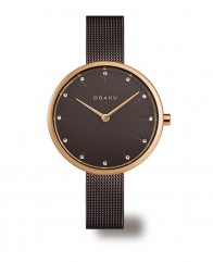 Montre femme ultra-plate OBAKU prune, strass swarovski