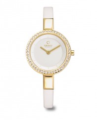 Montre femme cuir blanc boitier doré