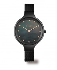 Montre noire pour femme design Obaku