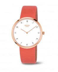 Montre femme Boccia bracelet cuir corail