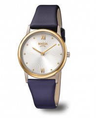 Montre dame Titane sur cuir bleu