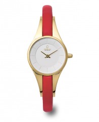 Montre dame cuir fin rouge