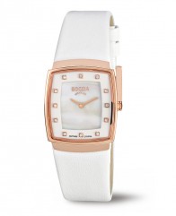 montre femme dorée rose avec cadran nacre et cristaux