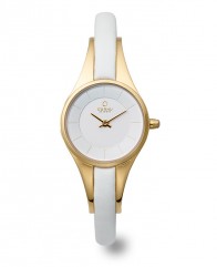 Montre femme sur cuir blanc