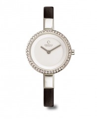 Montre femme cuir noir et pierres