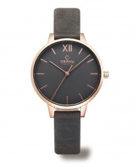 Montre femme Or rose sur cuir peluché gris