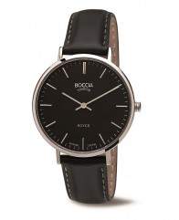 Montre légère, verre saphir, cuir noir