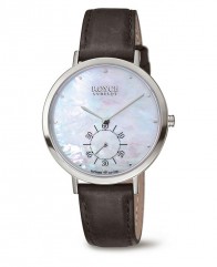 Dame montre Boccia Titanium en cuir marron foncé