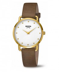 Bracelet montre femme Boccia cuir marron clair