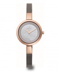  Montre femme grise et plaqué-or-rosé OBAKU