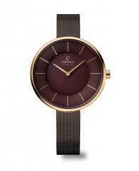 Montre femme Obaku acier noir et Or rose