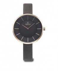 Montre femme Obaku bracelet en cuir gris