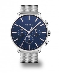 OBAKU : Montre chrono bleu nuit