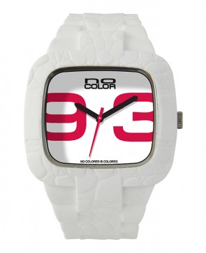 Montre Silicone blanche, chiffres rouges