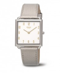 Montre carrée en cuir blanc cassé pour femme